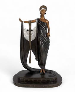 Erte "Sophisticated Lady" Bronze Sculpture 1980: Romain De Tirtoff (Russian, 1892-1990). Impressed with signature and RKP Int. Corp. on base. Created in 1980, this is a limited edition piece numbered 80/250. Dimensions: 15 1/2"H