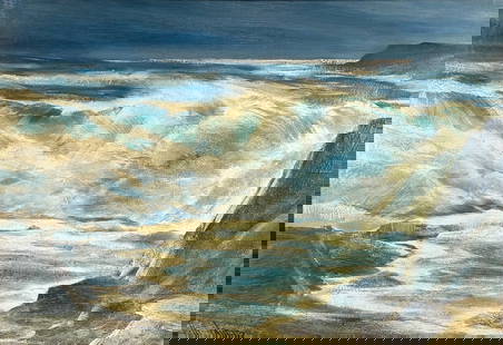 Paul Lauritz 'Seascape' Oil on Board: Signed: Lower right corner; "Bar Harbor, Maine, Paul Lauritz" handwritten in graphite on the reverse. Frame: 26" x 33" Image: 17 1/2" x 25 1/2" Condition: Both