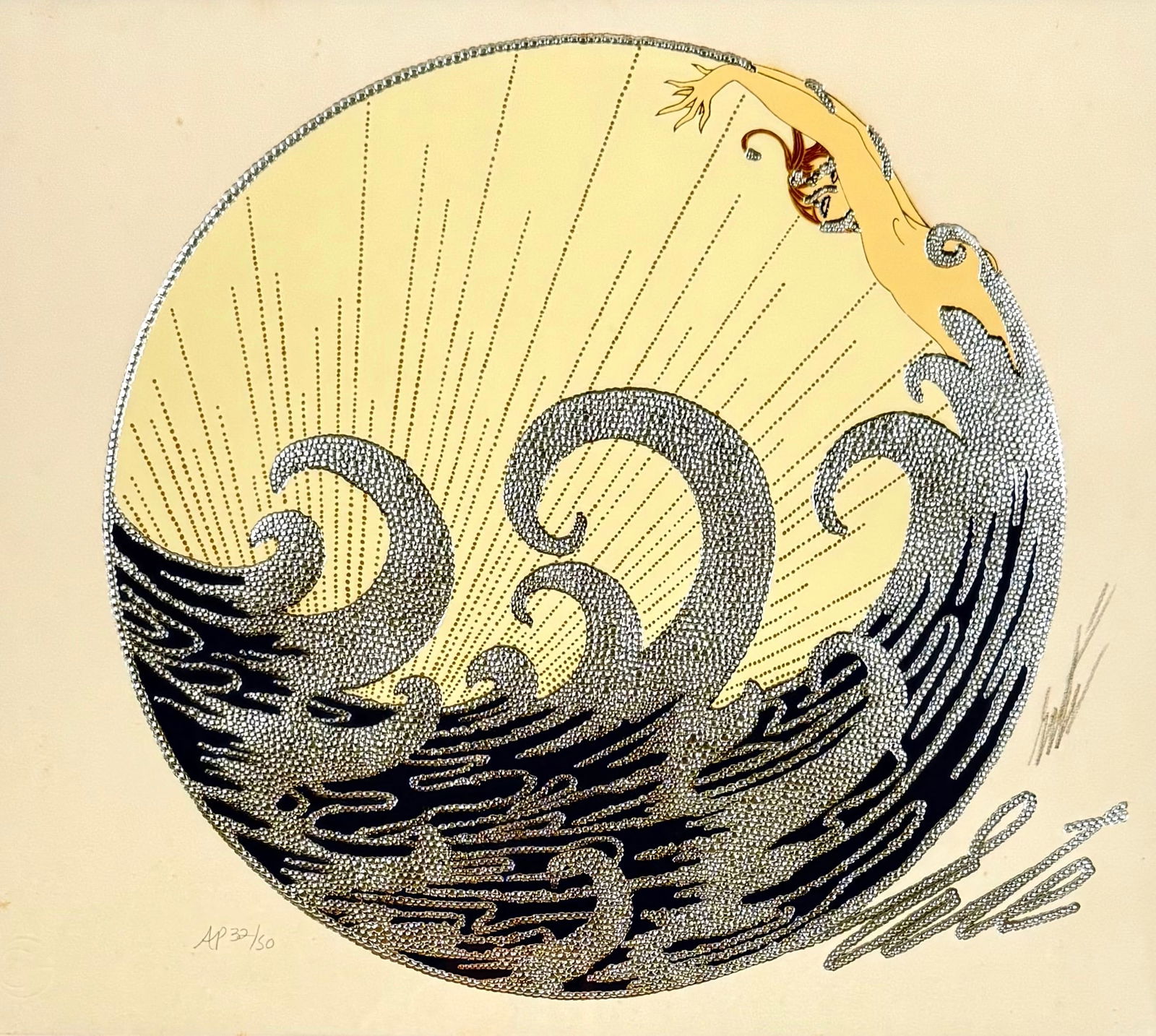 Erte "The Wave" AP Embossed Serigraph (1 of 3)