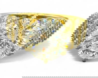 18K Yellow Gold & 2.7Ct Diamond Engagement Ring: Per appraisal: One 18kt yellow gold and diamond engagement ring. The ring contains one round brilliant cut earth mined diamond which has a diameter of 8.97-9.00mm and weighs approximately 2.70cts with