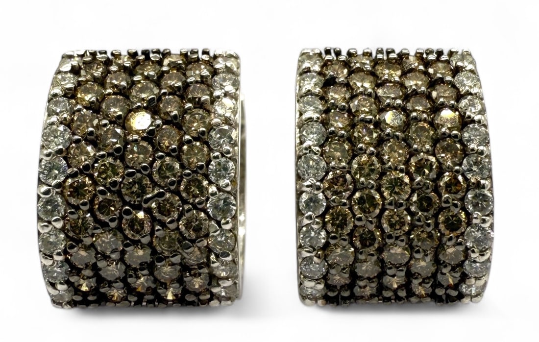 14K White Gold Diamond Hoop Earrings (1 of 8)