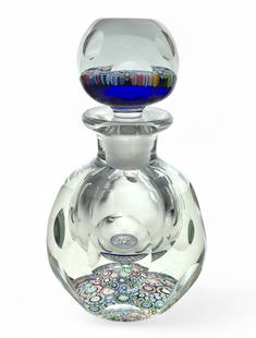 Perthshire Millefiori Paperweight Ink Bottle: Sticker on the bottom Height: 6 1/4" Condition: The interior stopper has some chips, the bottle is in good condition.