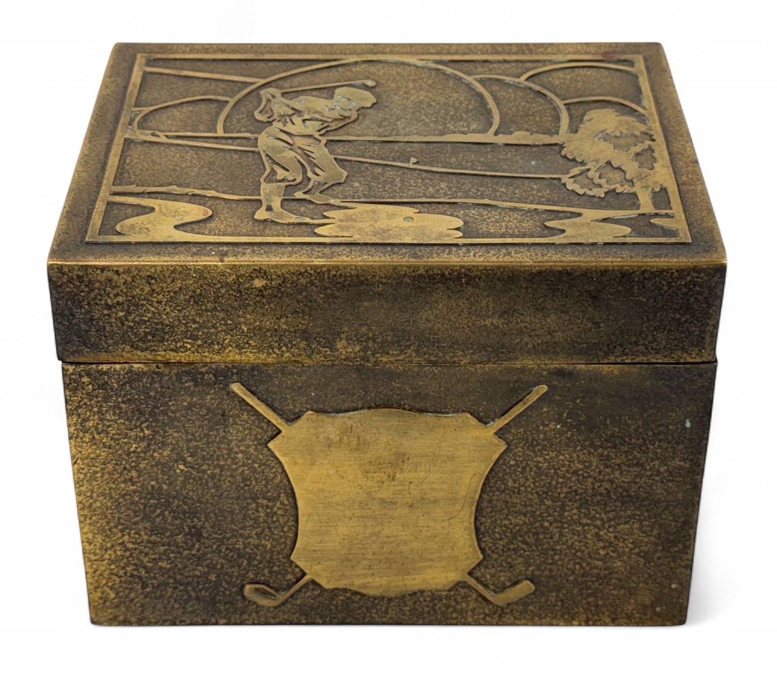 Art Deco Brass Cigar Box With Golf Motif (1 of 4)