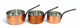 Set Of (3) Mauviel Hammered Copper Cookware