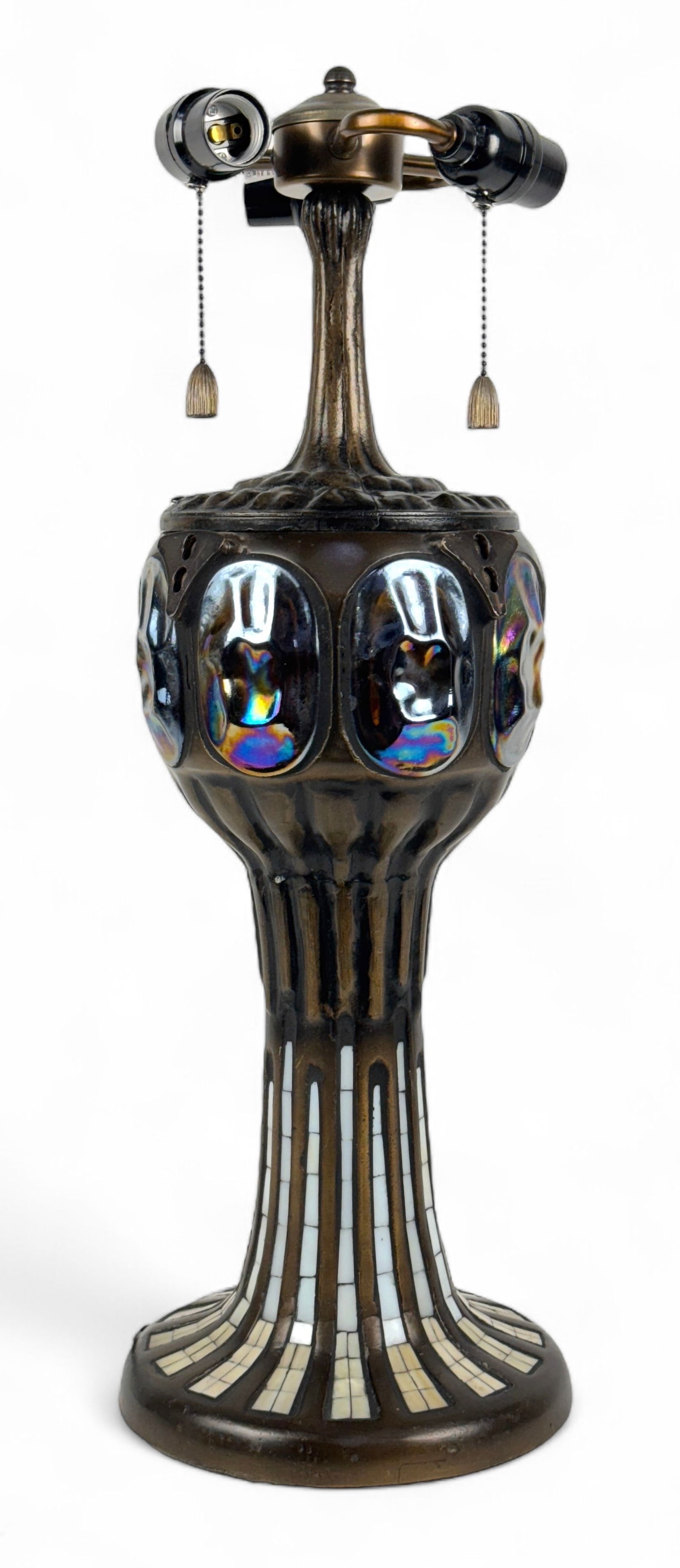 Tiffany Style Turtleback Bronze Mosaic Glass Lamp (1 of 3)
