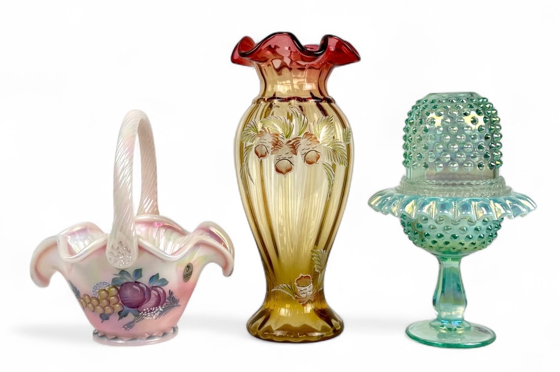 (3) Fenton Art Glass Decorative Vessel (1 of 6)