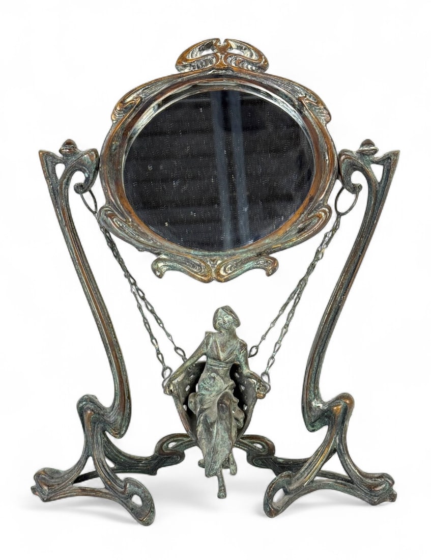 Art Nouveau Erté Paris 1907 "Demoiselle à la Balancelle" Vanity Mirror (1 of 3)
