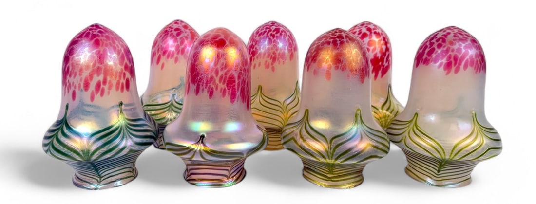 (7pc) Pallme-Konig Iridescent Art Glass Shades (1 of 2)
