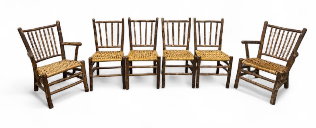 (6pc) Old Hickory Stave Back & Open Canework Dining Chairs (1 of 11)