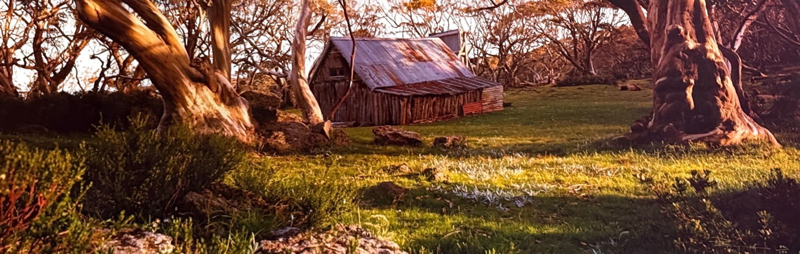 Peter Lik "Wallace Hut" Ilfochrome: Certificate of authenticity included. Frame: 32 3/4" x 71 3/4" Image: 18 1/2" x 58" Edition: 82/100 Provenance: Peter Lik Wilderness Galleries Condition: Slight separation a