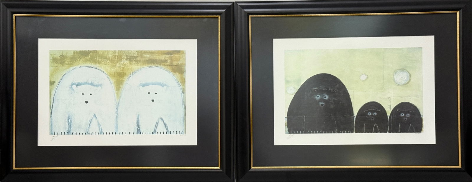 Jimmy Wright "Brownies" & "Gemini" Lithographs: Both are signed in the lower left corner and numbered in the lower right. Frames: 25" x 32" Images: 14 1/2" x 21 1/2" Provenance: Carnival Cruise Certificate of Authenticity C