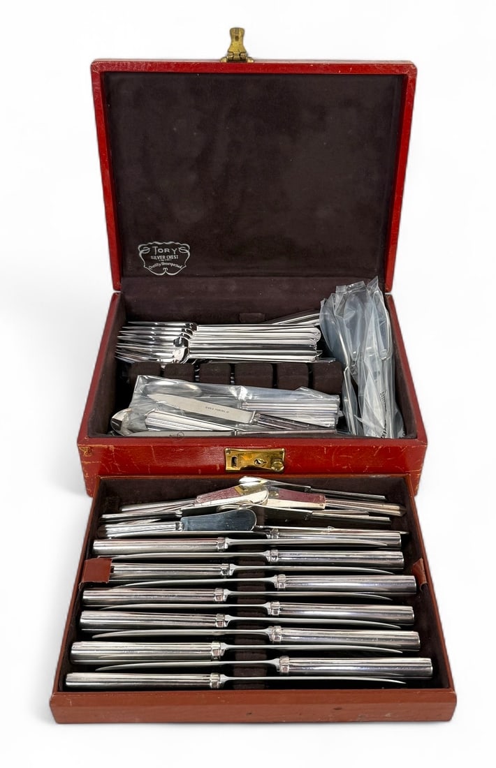 (66pc) Puiforcat "Chantaco" Silver Plated Flatware Set (1 of 12)