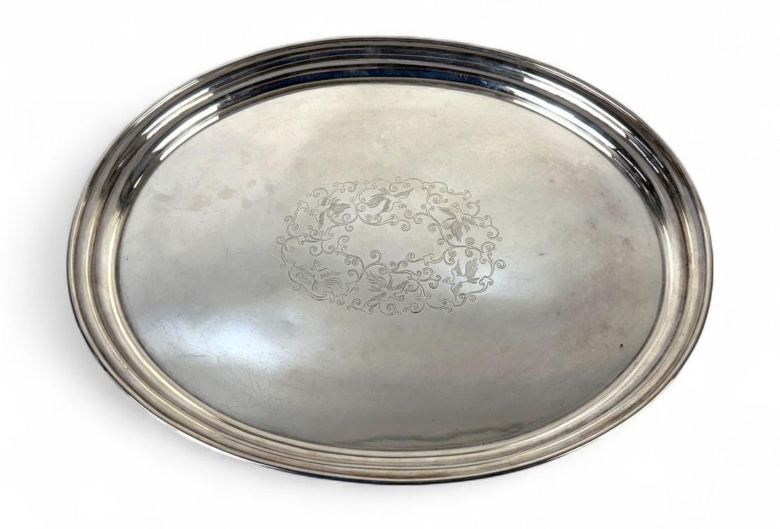 Asian Silver Footed Serving Tray (1 of 4)