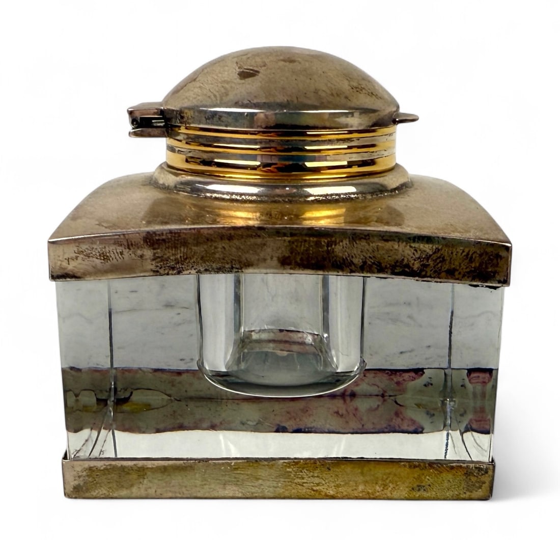 Mont Blanc Swiss Silver & Lead Crystal Inkwell (1 of 4)