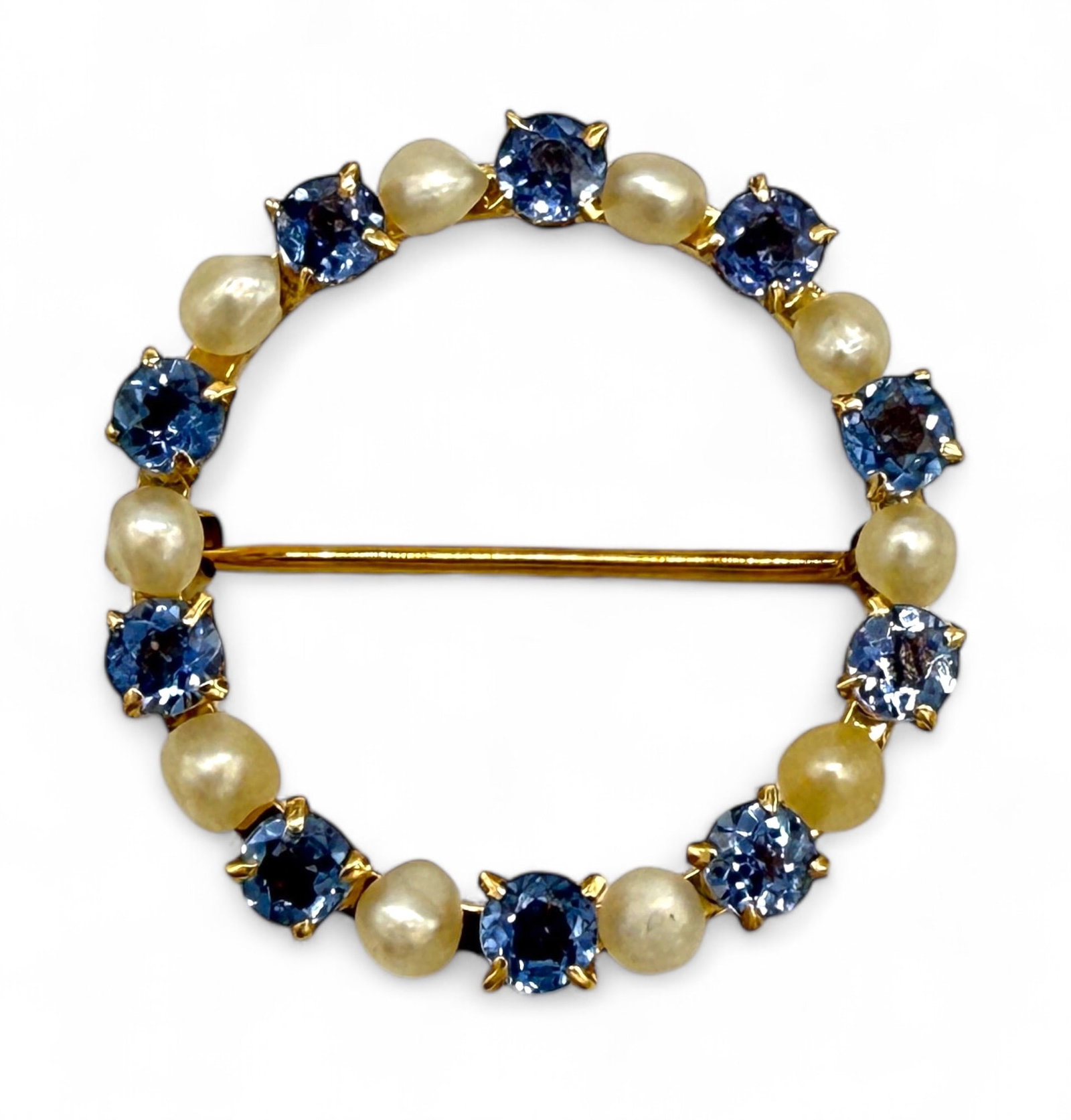Sapphire & Pearl 14K Yellow Gold Pin (1 of 4)