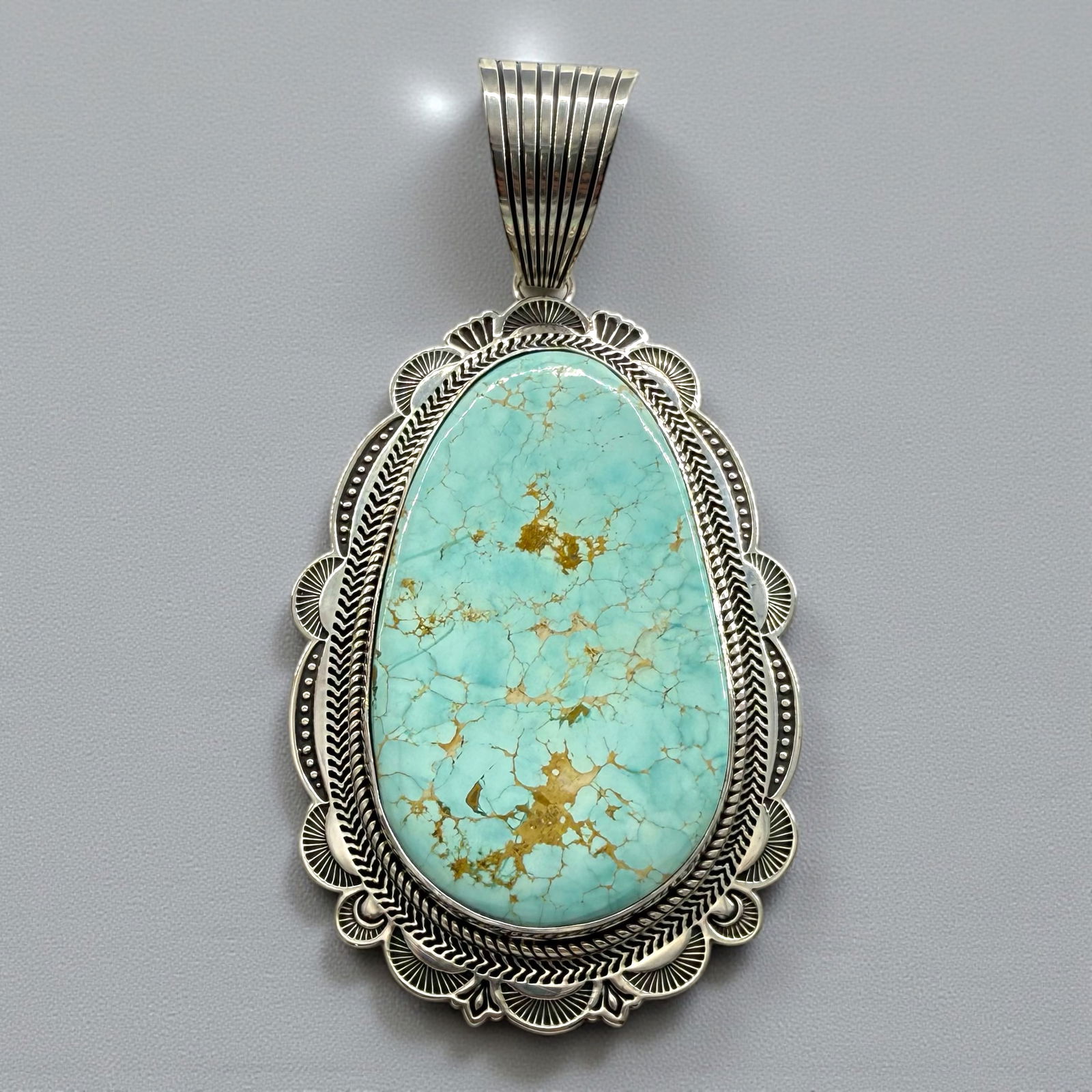 A. Jake Large Sterling Silver and Turquoise Pendant (1 of 3)