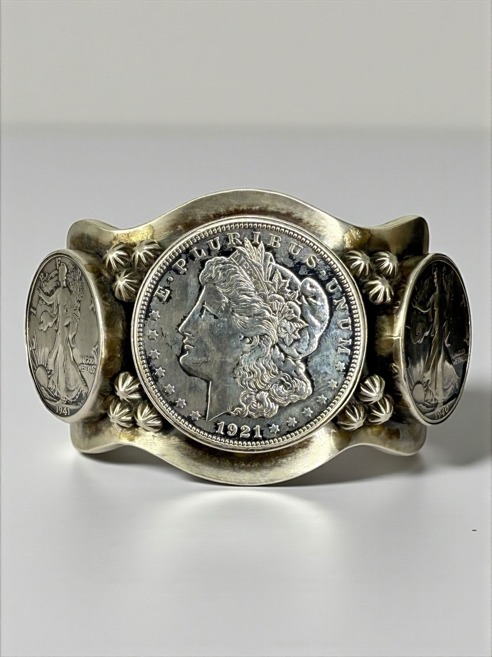 Paul Livingston Sterling Silver Coin Cuff Bracelet (1 of 4)