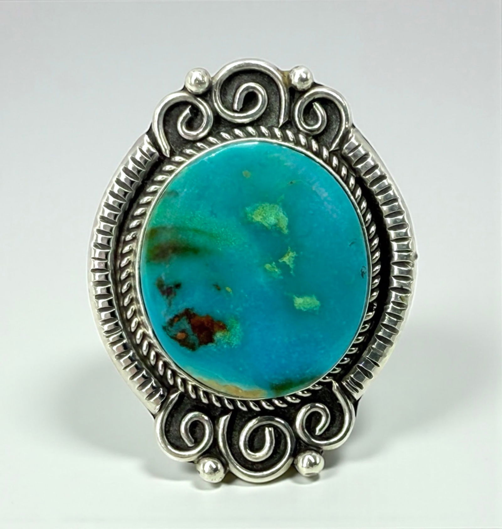 Large - Aaron Johnson Sterling & Turquoise Ring (1 of 4)