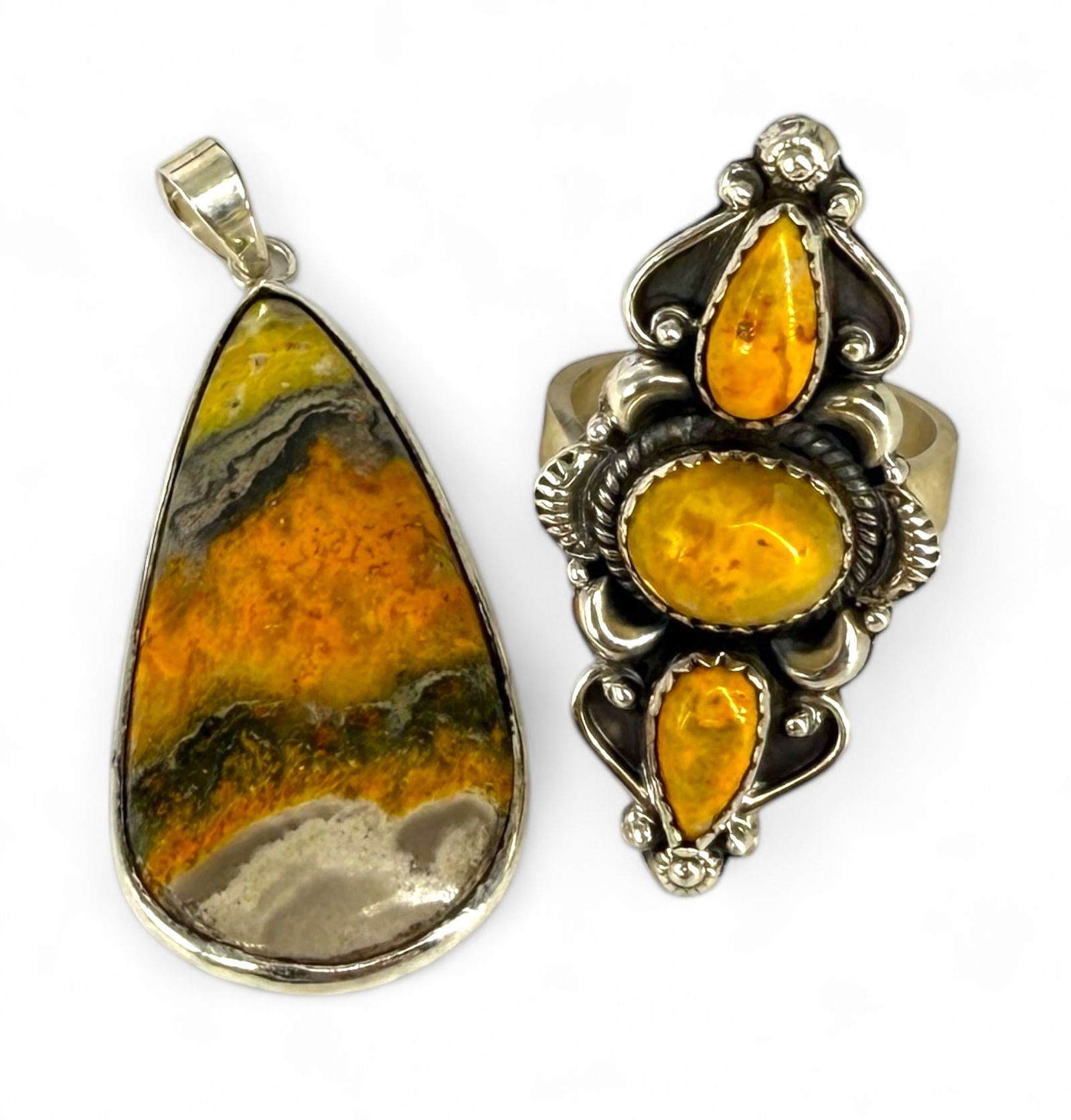 Sterling Bumblebee Japser Ring & Pendant (1 of 4)