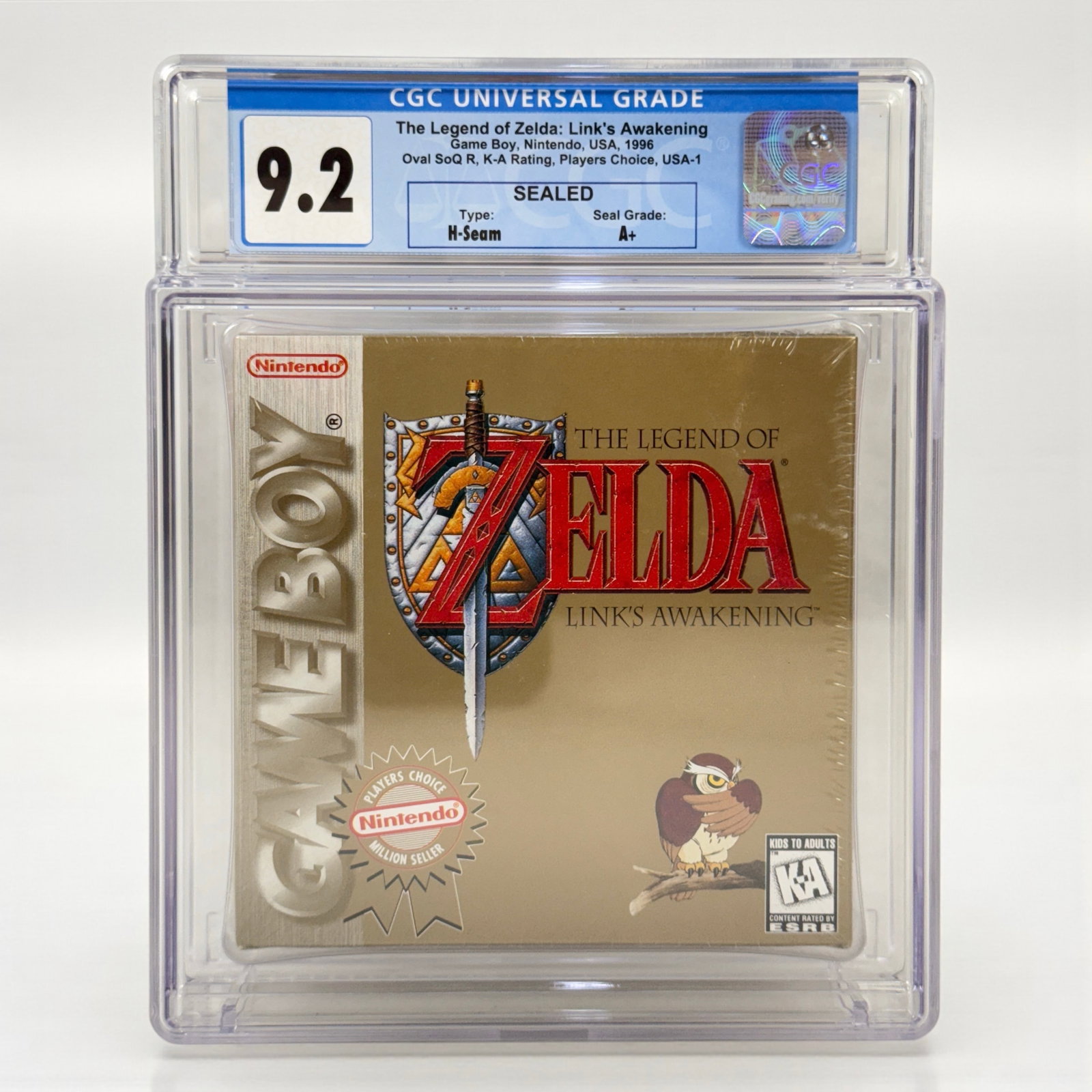Legend of Zelda Link's Awakening Gameboy Sealed, CGC 9.2 A+ (1 of 2)