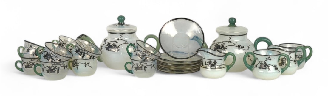 (26pc) Fry Foval Jade Green With Silver Accents Tea Sets (1 of 9)