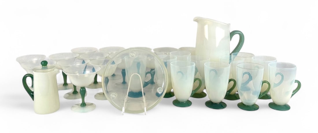 (28pc) Fry Foval Jade Green Iced Tea Set (1 of 10)