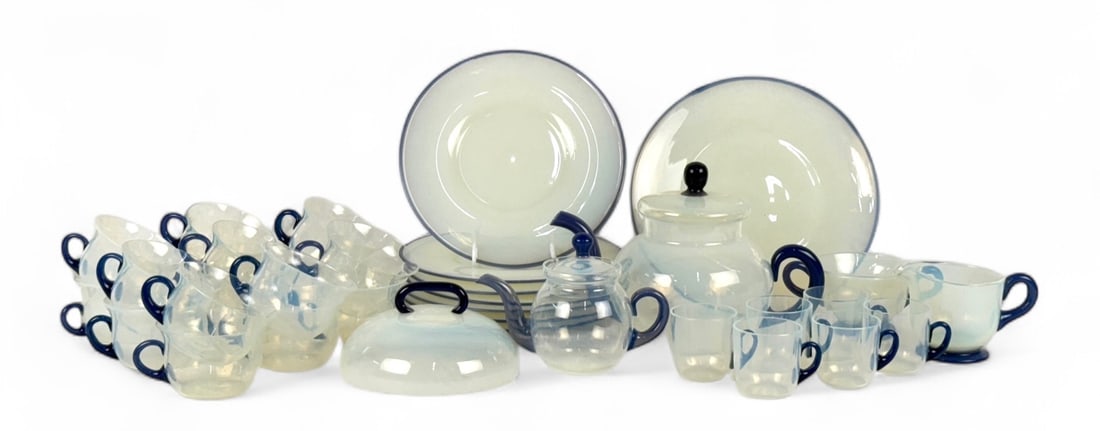 (35pc) Fry Foval Delft Blue Coffee & Tea Set Plus More (1 of 10)