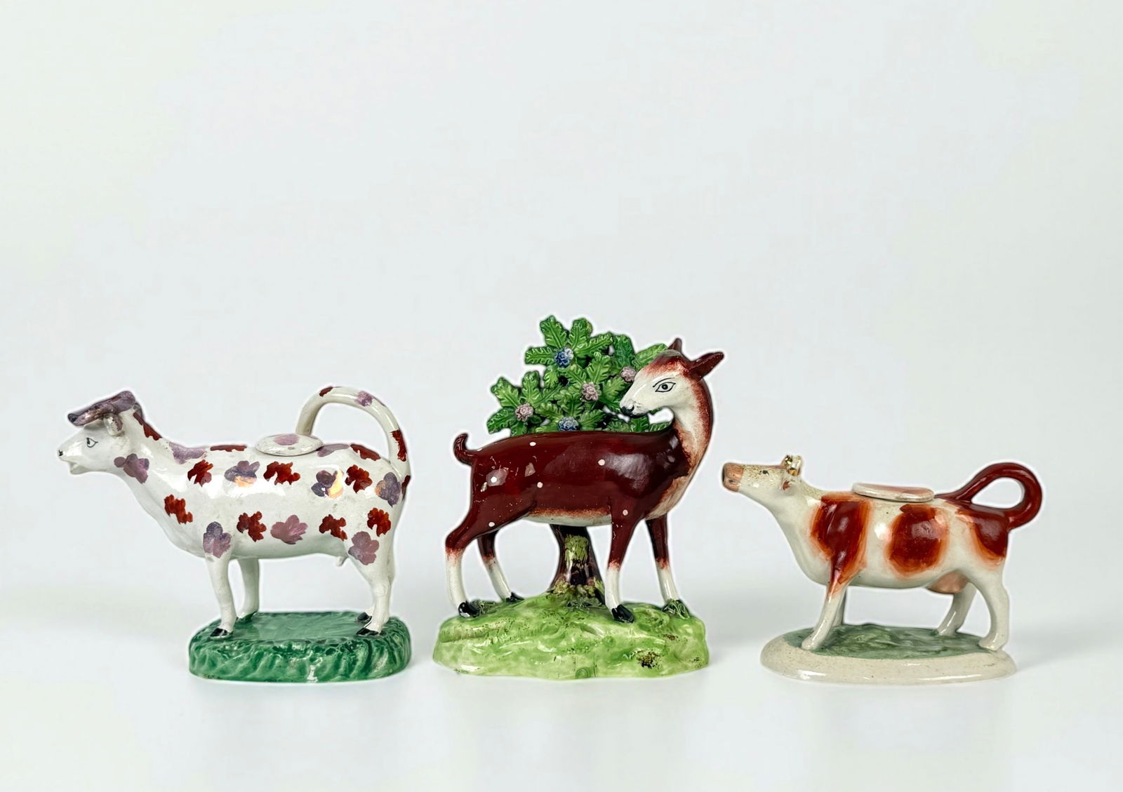 (3pc) Staffordshire Pottery Animal Figures (1 of 13)