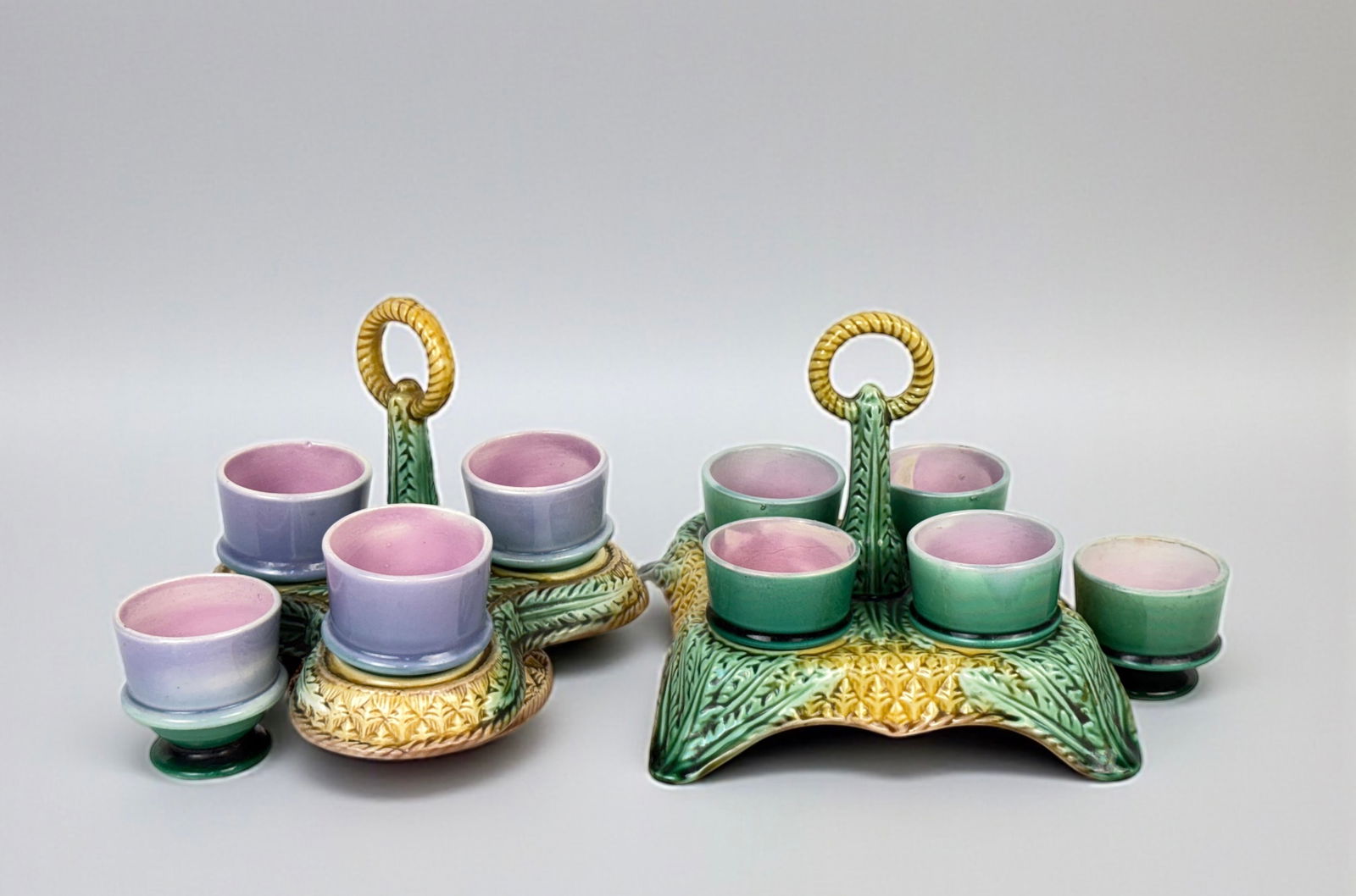 Pair Of Majolica Pineapple Egg Cup Holders (1 of 12)