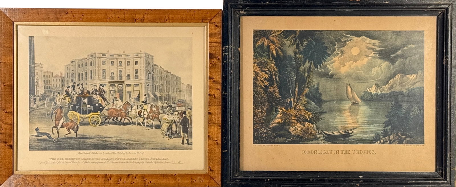 (2) Currier and Ives Hand Colored Prints (1 of 10)