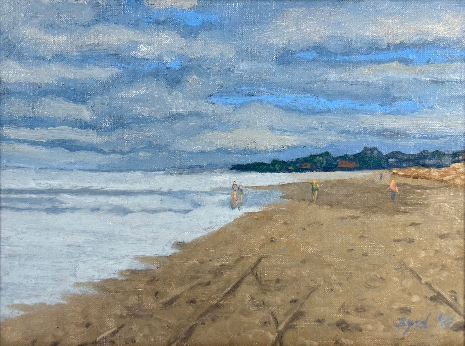 Gibson Byrd "Beach With Streaking Clouds" Oil On Canvas: Signed: Lower right Dated: 1989 Frame: 15 1/2" x 19 1/2" Image: 8 1/2" x 11 1/2" Condition: Some separation at the mitered corners and a few nicks to the frame; image is in