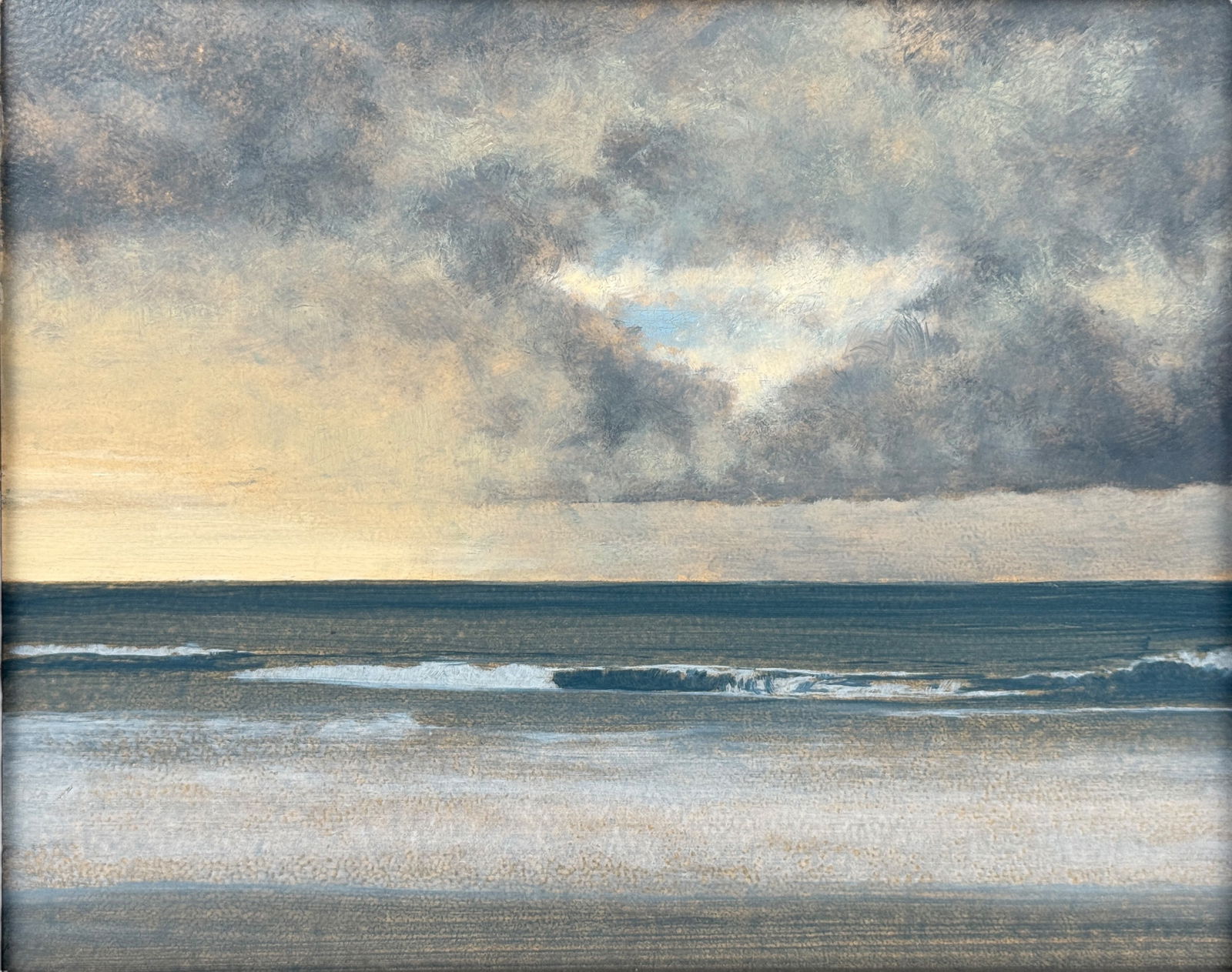 Jeff Aeling 'Seascape' Oil On Board 2001: Signed on verso Dated: 2001 Frame: 14 1/4" x 16 1/4" Image: 8" x 9 1/2" Condition: Light scratches to the edges of the frame; otherwise, the image and frame are in good