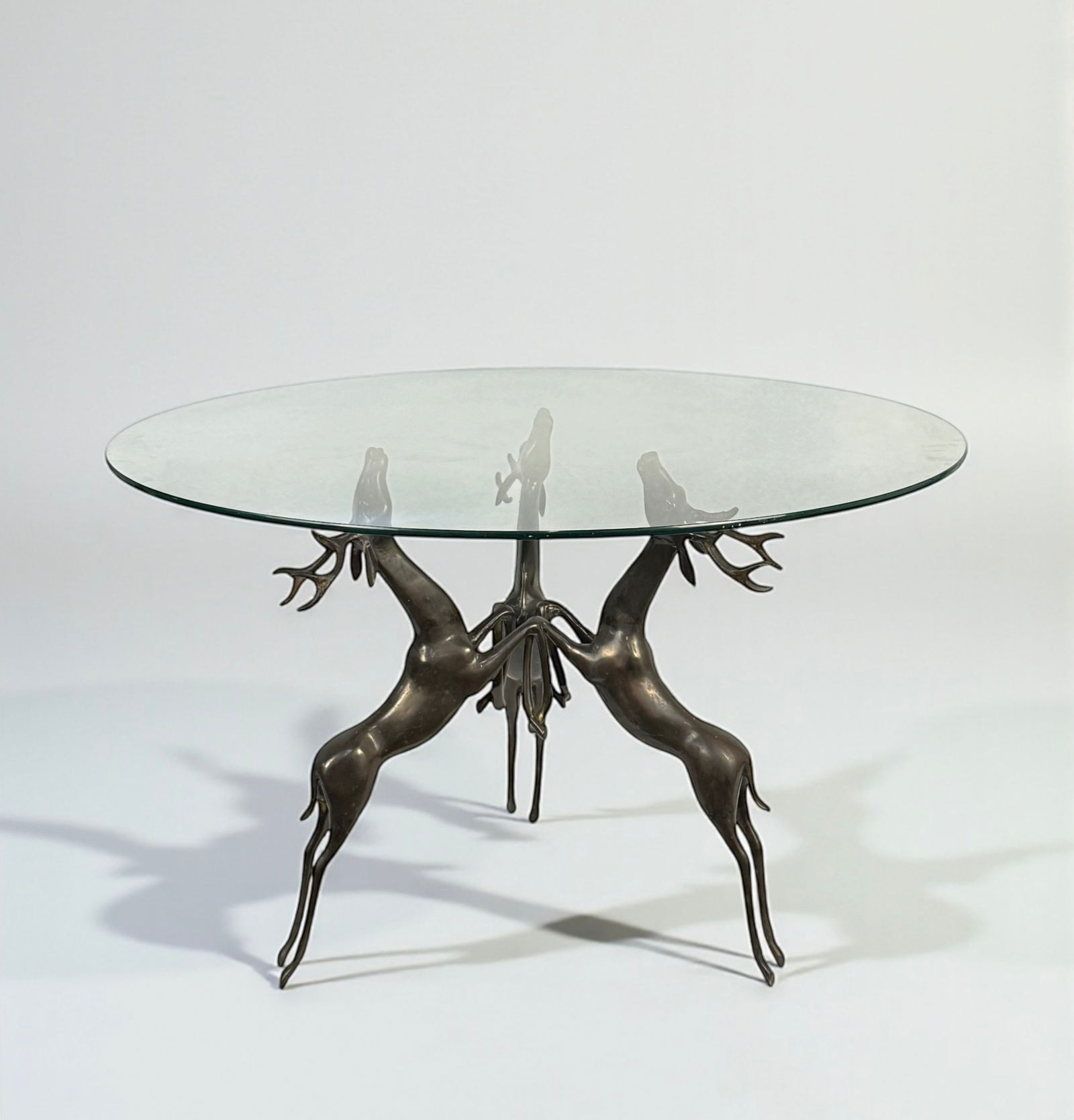 Bronze Deer Motif Glass-Top Coffee Table (1 of 3)