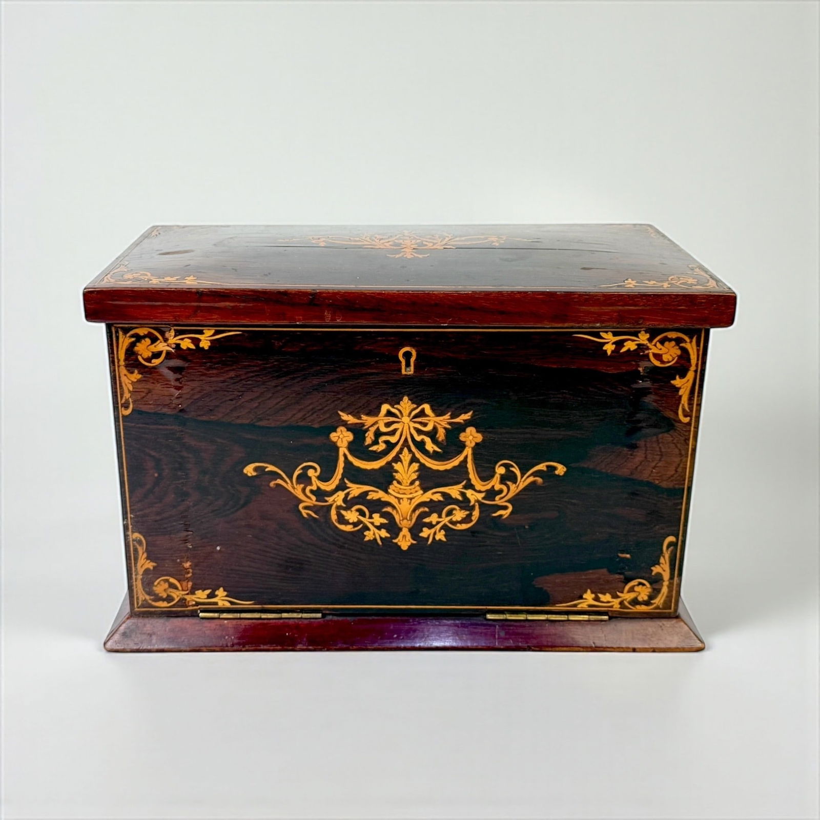 Antique English Mahogany Traveling Author's Writing Box: Stamped: Rd 173368 Includes fitted interior compartments and a glass inkwell with a wooden lid. Dimensions: 8"H x 12 1/4"D x 6 3/4"L
