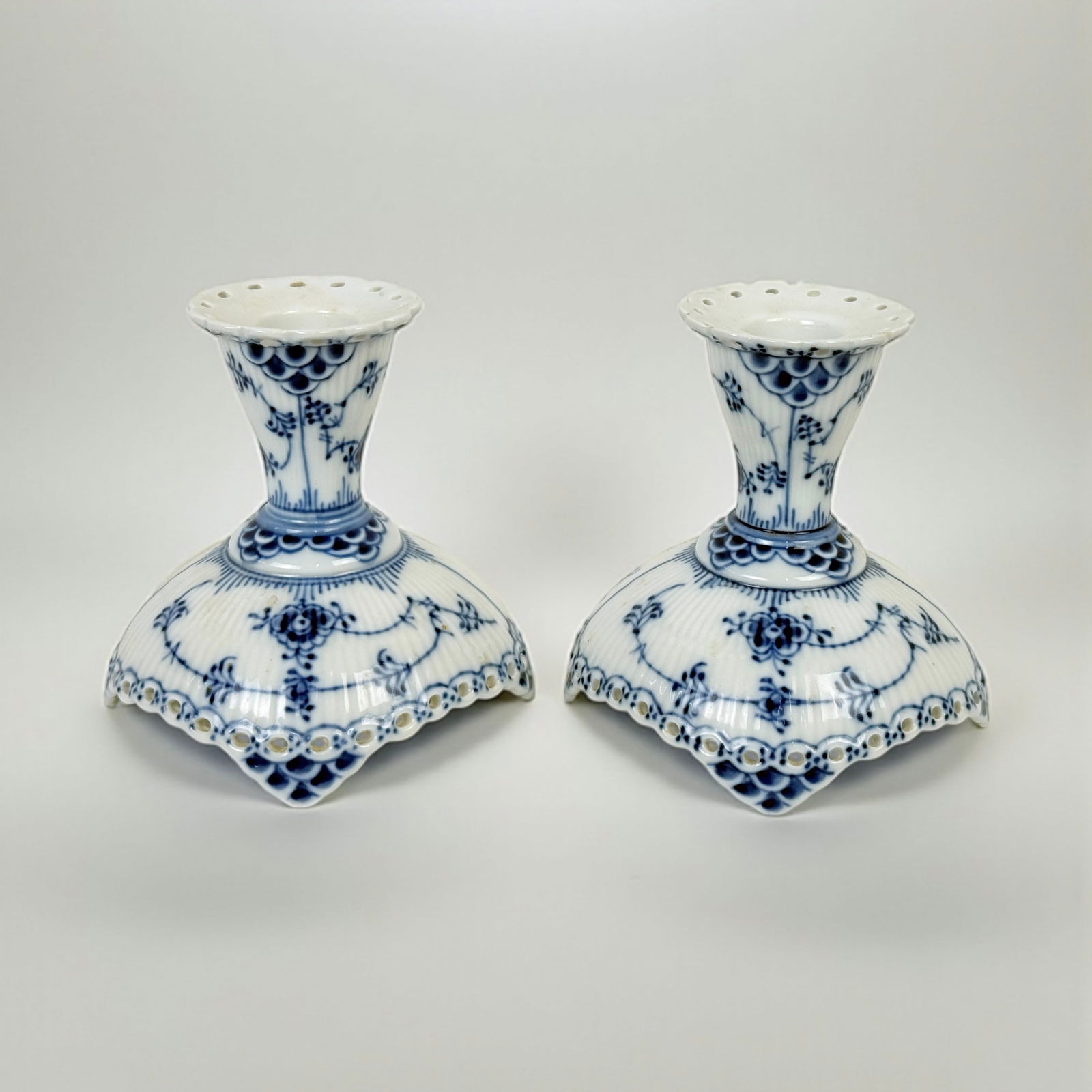 Pair Of Royal Copenhagen Blue Fluted Candlesticks (1 of 5)