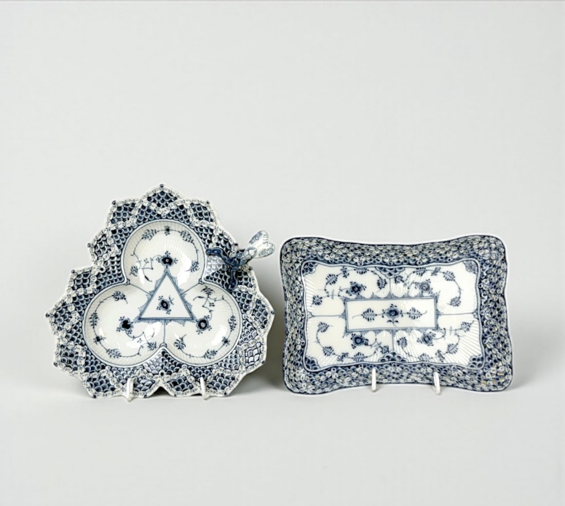 (2pc) Royal Copenhagen Blue Fluted Full Lace Serving Platters (1 of 8)