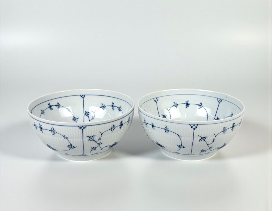 (2pc) Royal Copenhagen Blue Fluted Porcelain Bowls (1 of 8)