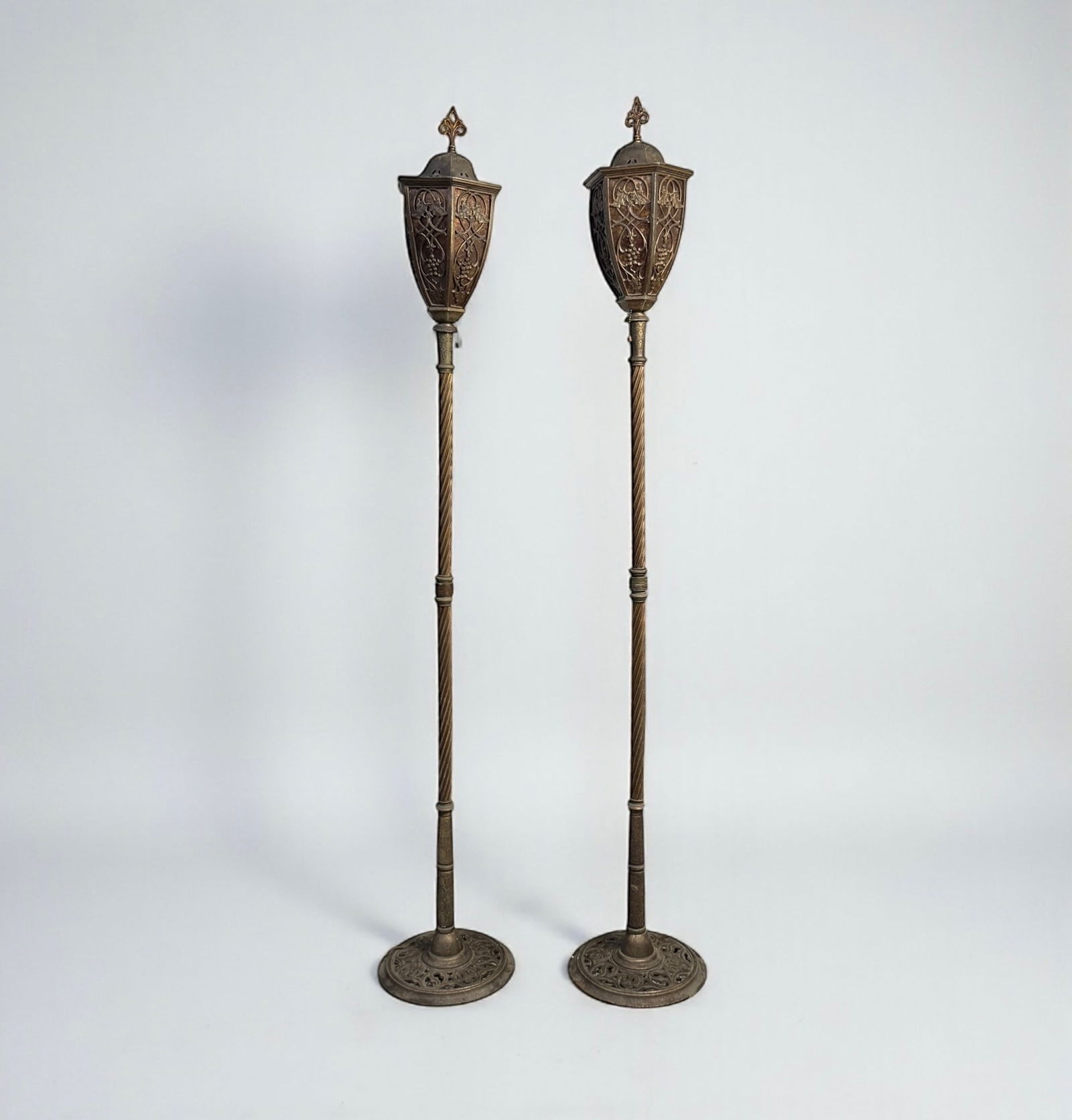 Pair of Cast Iron Torchere Floor Lamps In The Style Of Oscar Bach (1 of 6)