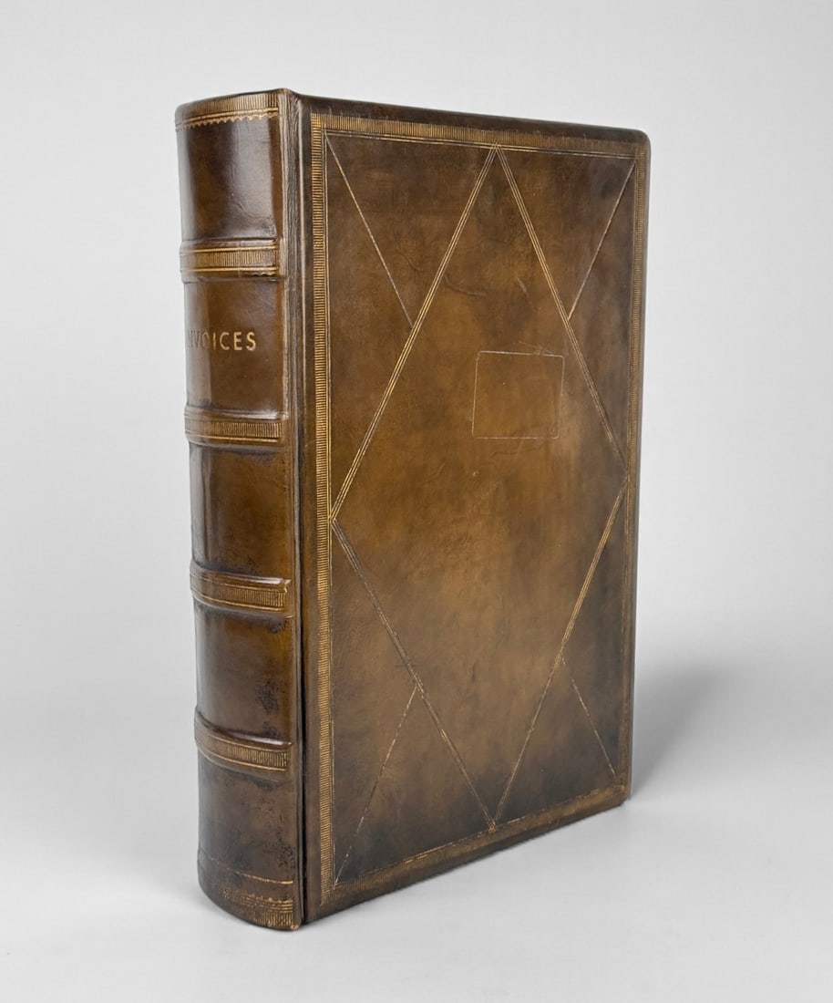 Antique Leather-Bound Business Ledgers With Invoices (1 of 8)