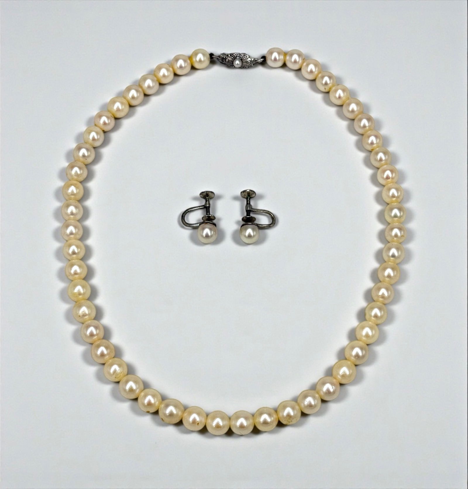 Mikimoto Pearl Necklace w/ Pearl Earrings (1 of 8)