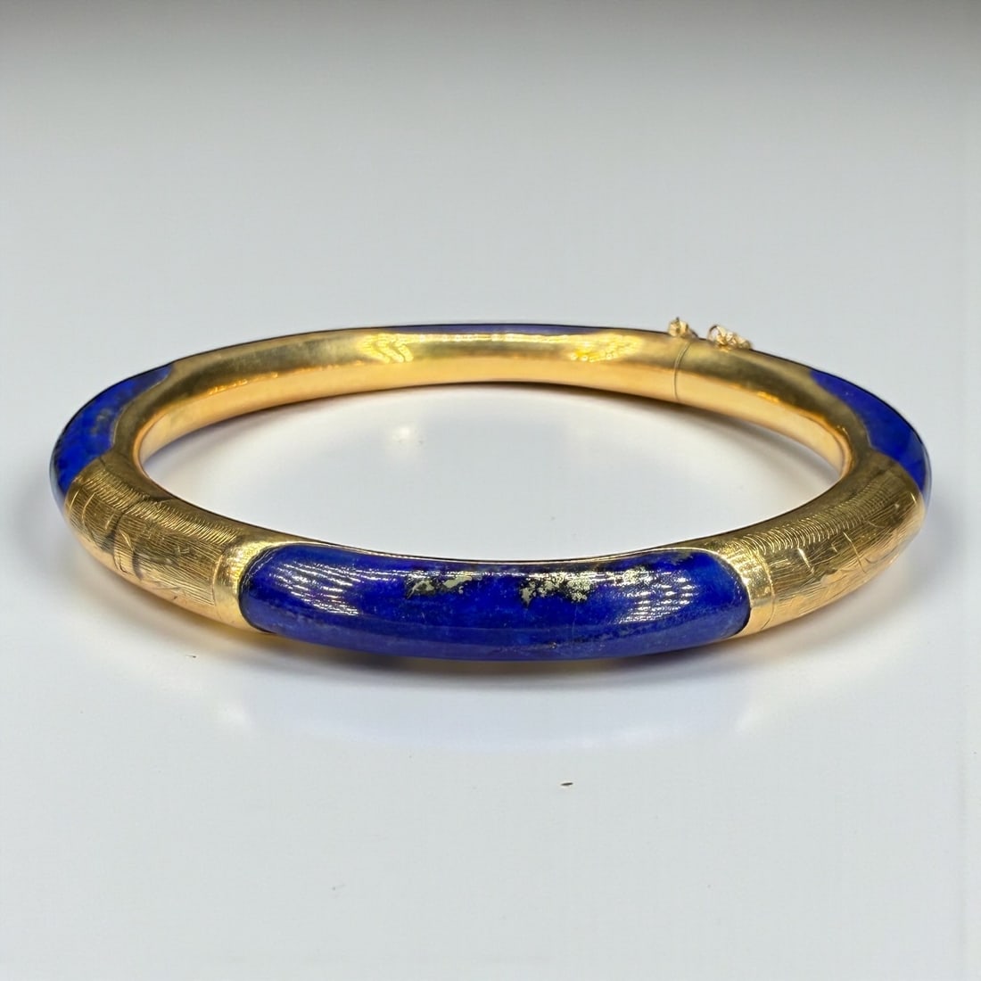 14k Gold and Lapis Bangle Bracelet (B) (1 of 3)