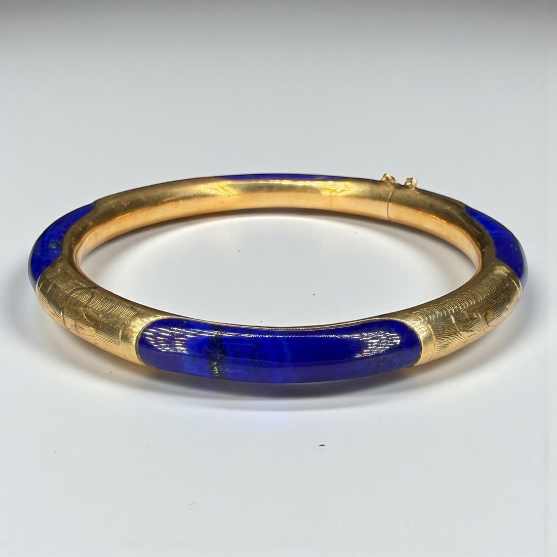 14k Gold and Lapis Bangle Bracelet (A) (1 of 3)