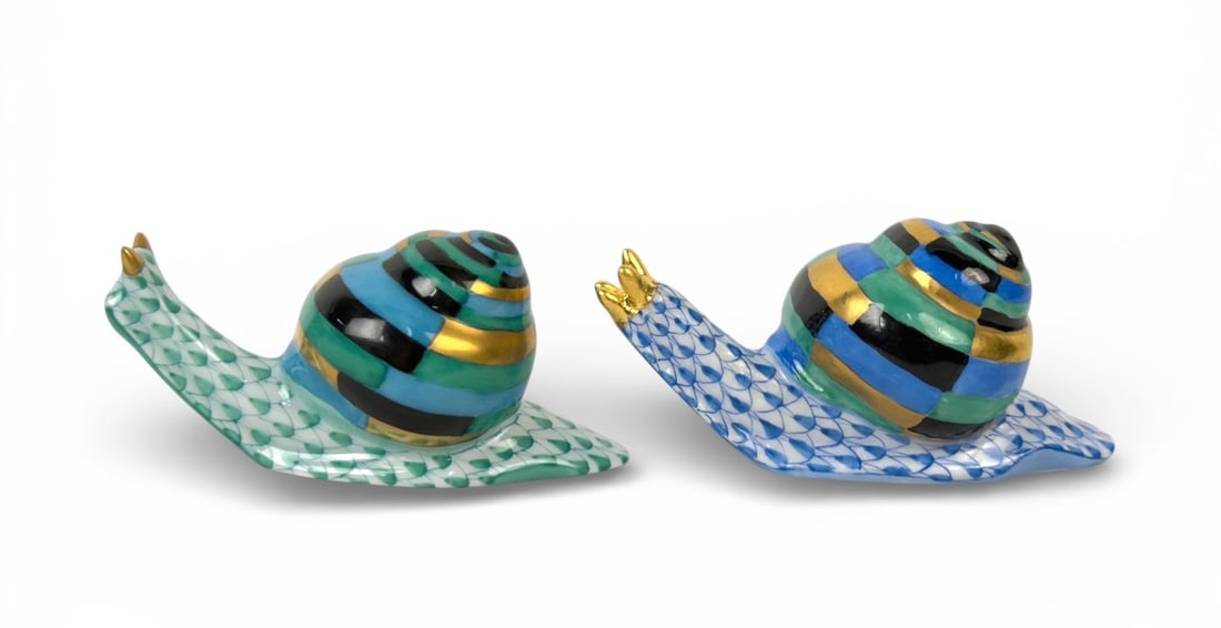 (2) Herend Fishnet Snails - 2