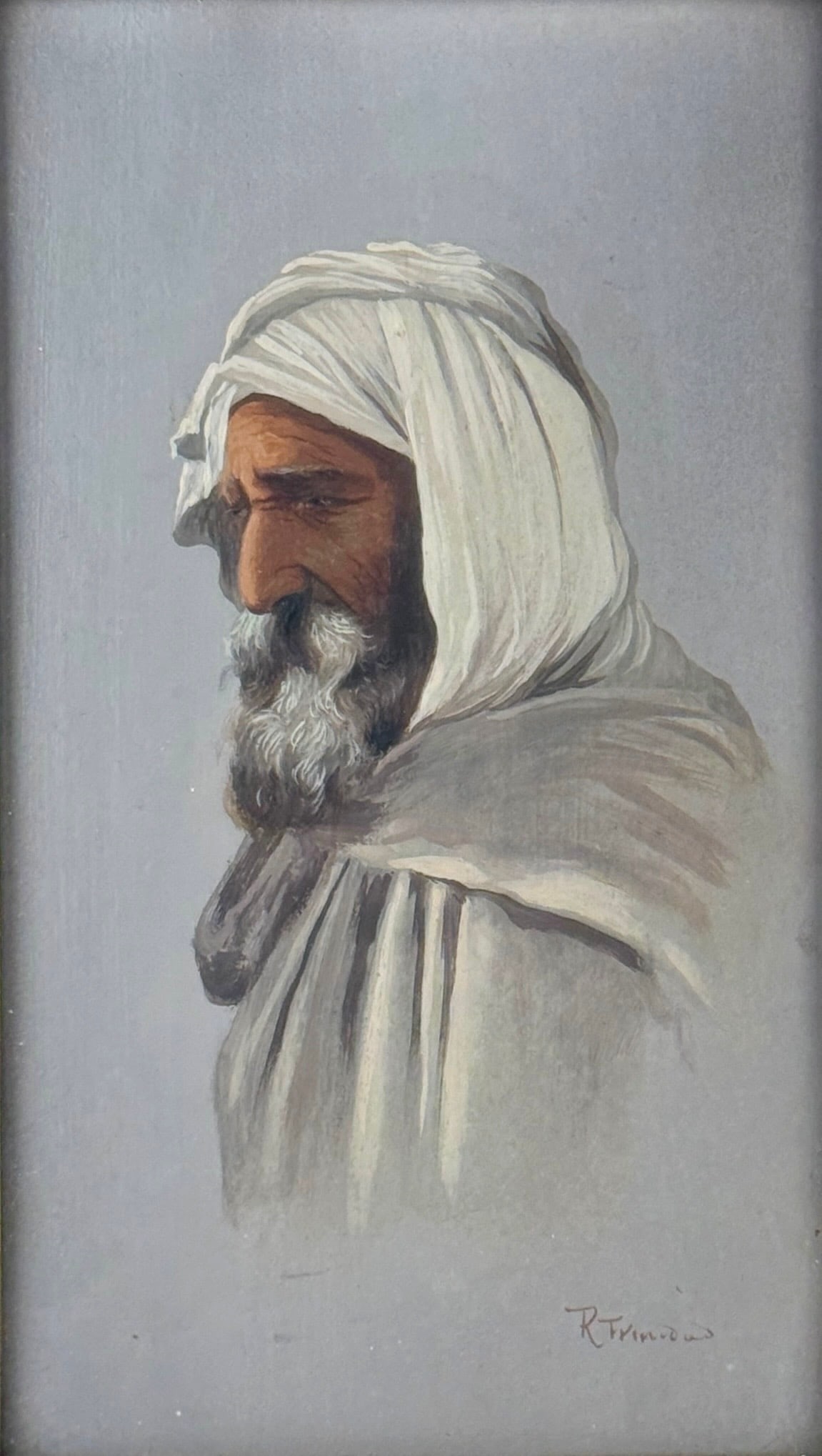 R. Trinidad 'Portrait of Middle Eastern Man' Oil Painting (1 of 5)