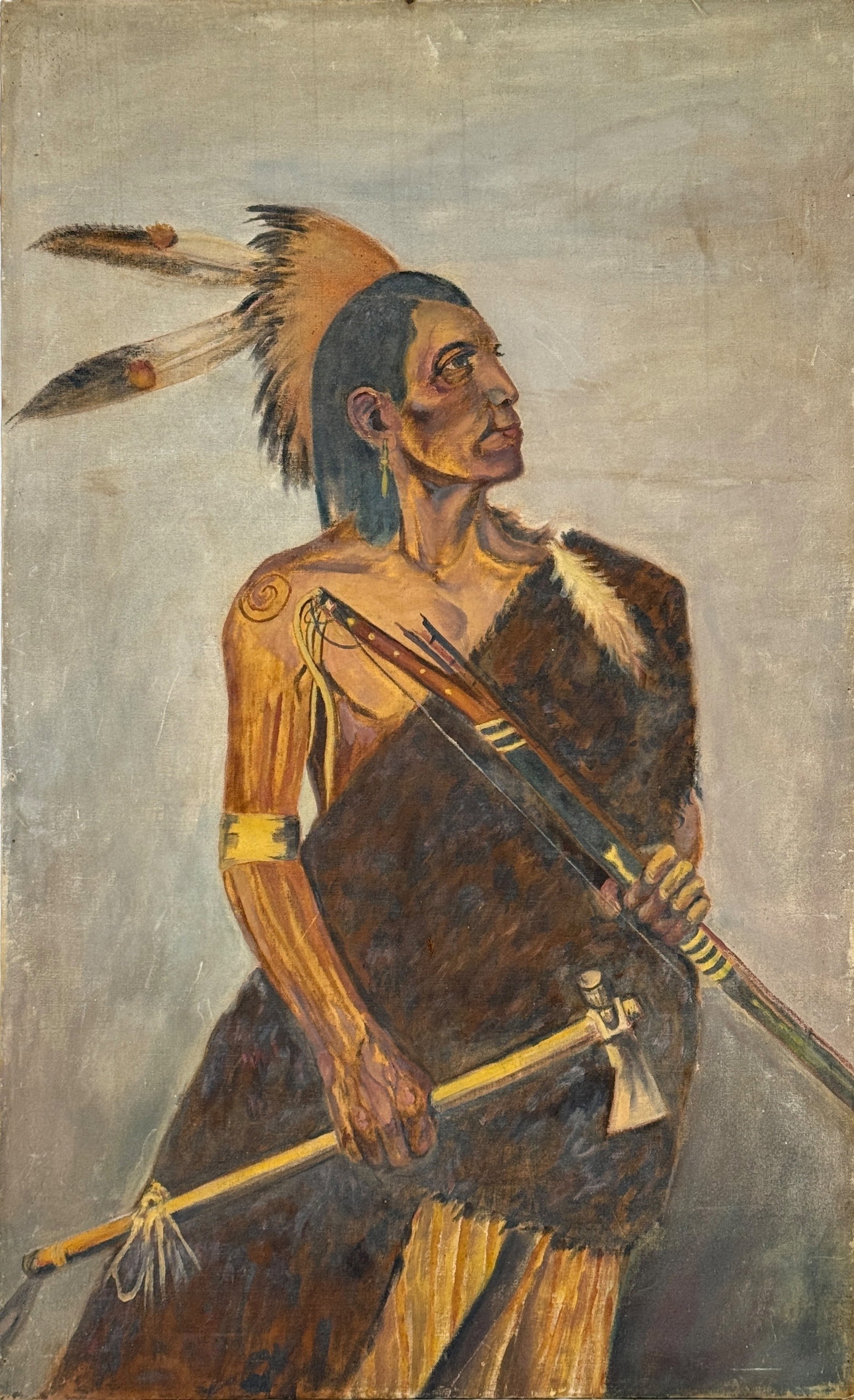 Antique Native American Oil on Canvas (1 of 5)