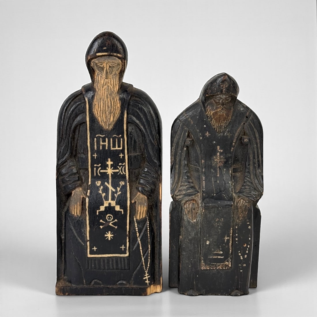 Two Antique Wooden Figures of St. Nil Stolobensky (1 of 5)