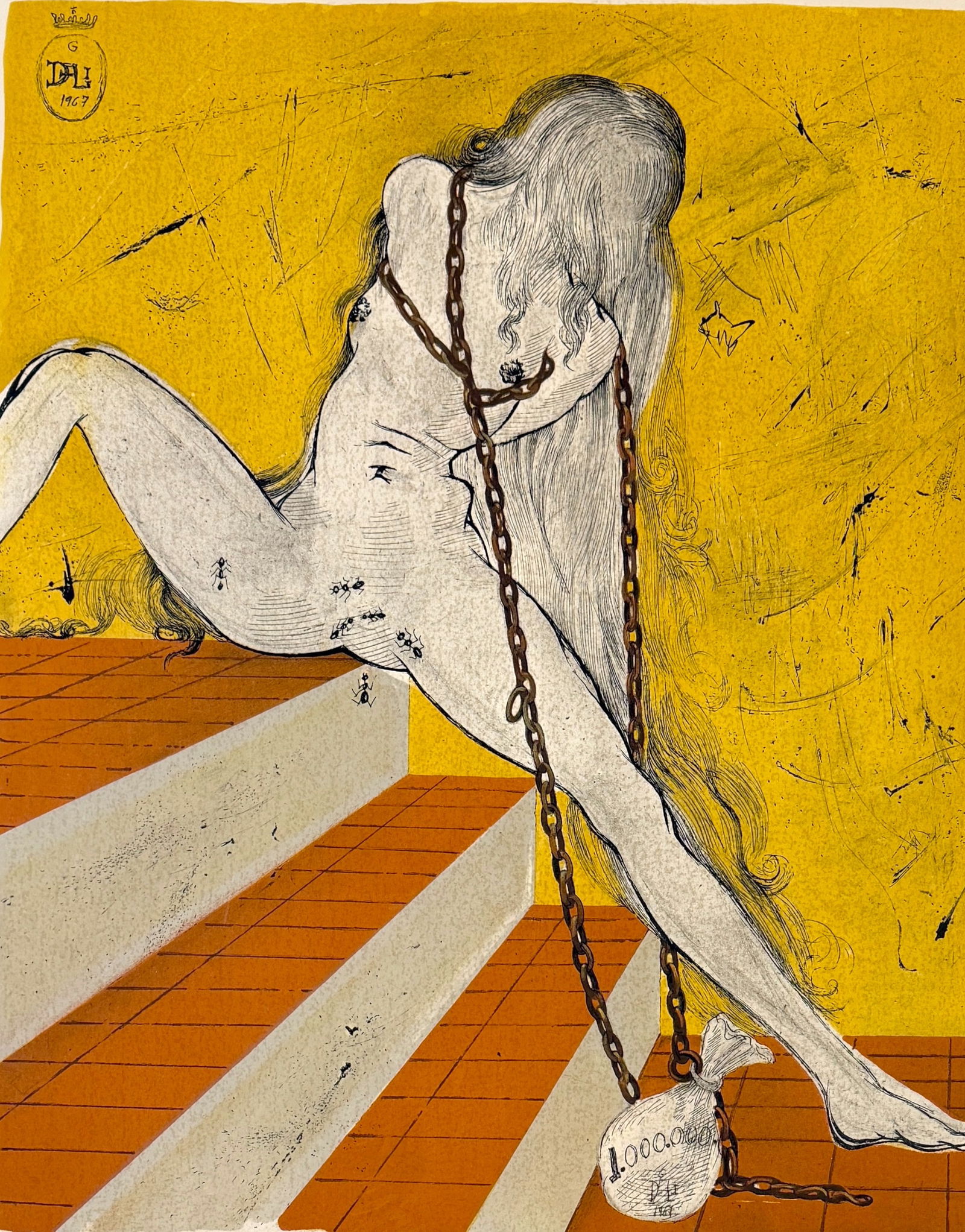 Salvador Dali "Protect Her From Fortune's Mistakes" Lithograph Print: Hand-signed lower right, from the series The Marquis de Sade. Limited Edition: 50/160 Year: 1969 Provenance: Certificate of Authenticity from Investment Art Galleries. Dimensions: 25