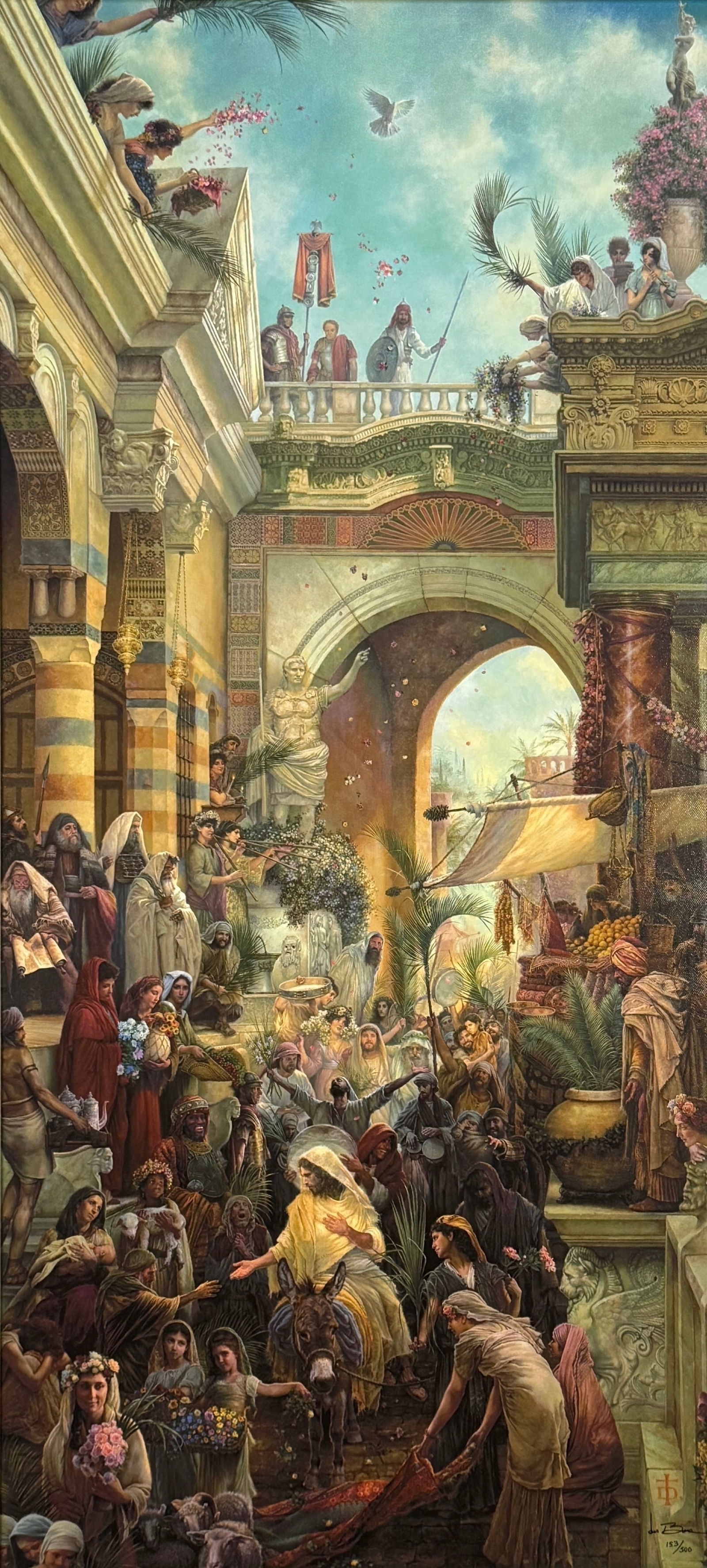 Tom DuBois "Hosanna" Giclee On Canvas: Hand-signed and numbered lower right.Edition: 153/500 Image: 39 1/2" x 18" Frame: 48 3/4" x 27 1/2" Condition: Print and image are in very good condition.