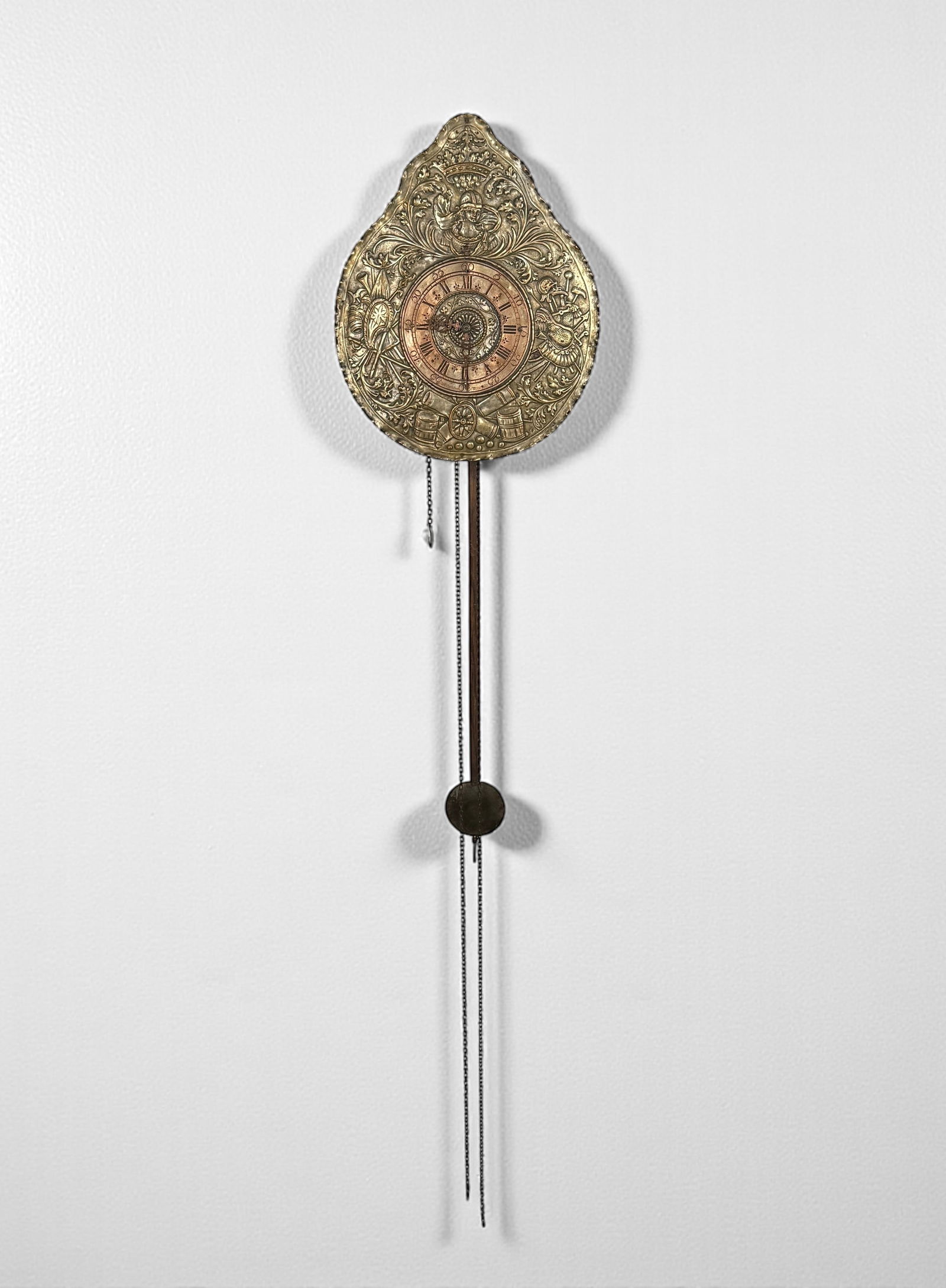 Baroque German Wall Clock W/ Relief FF Minerva & Coat Of Arms (1 of 5)