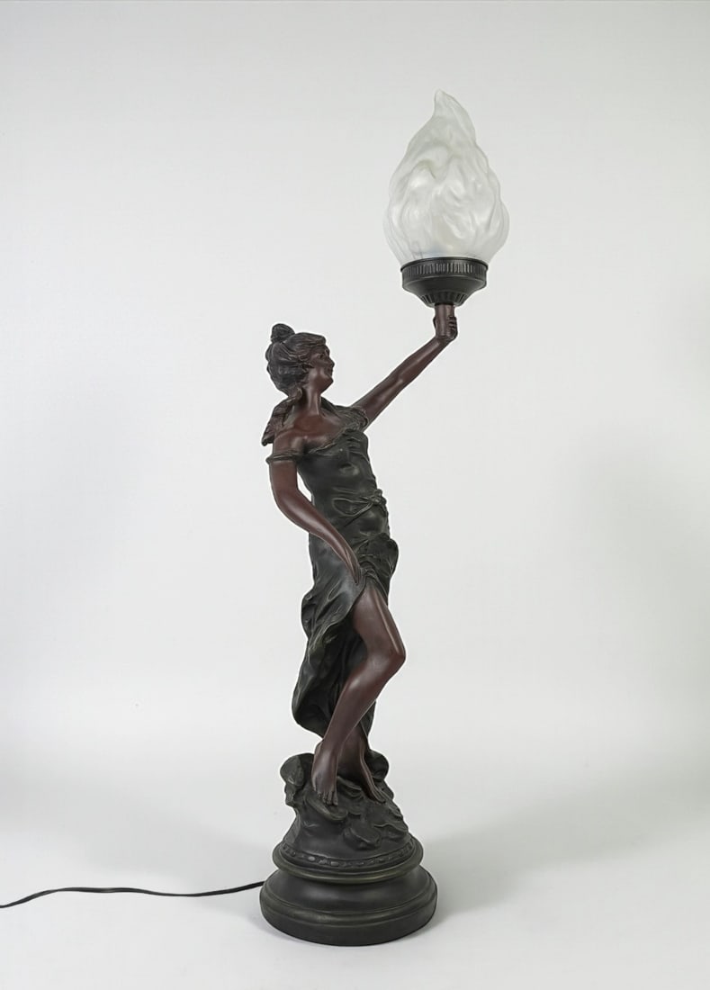Spelter Art Nouveau Style Lamp (1 of 9)